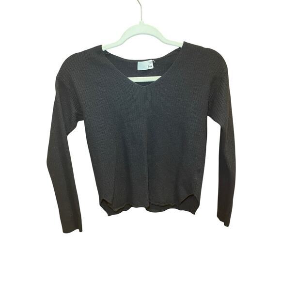 Wilfred Free Aritzia Wool Black Ribbed Texture Sweater‎ Cropped Long Sleeves - Picture 1 of 10